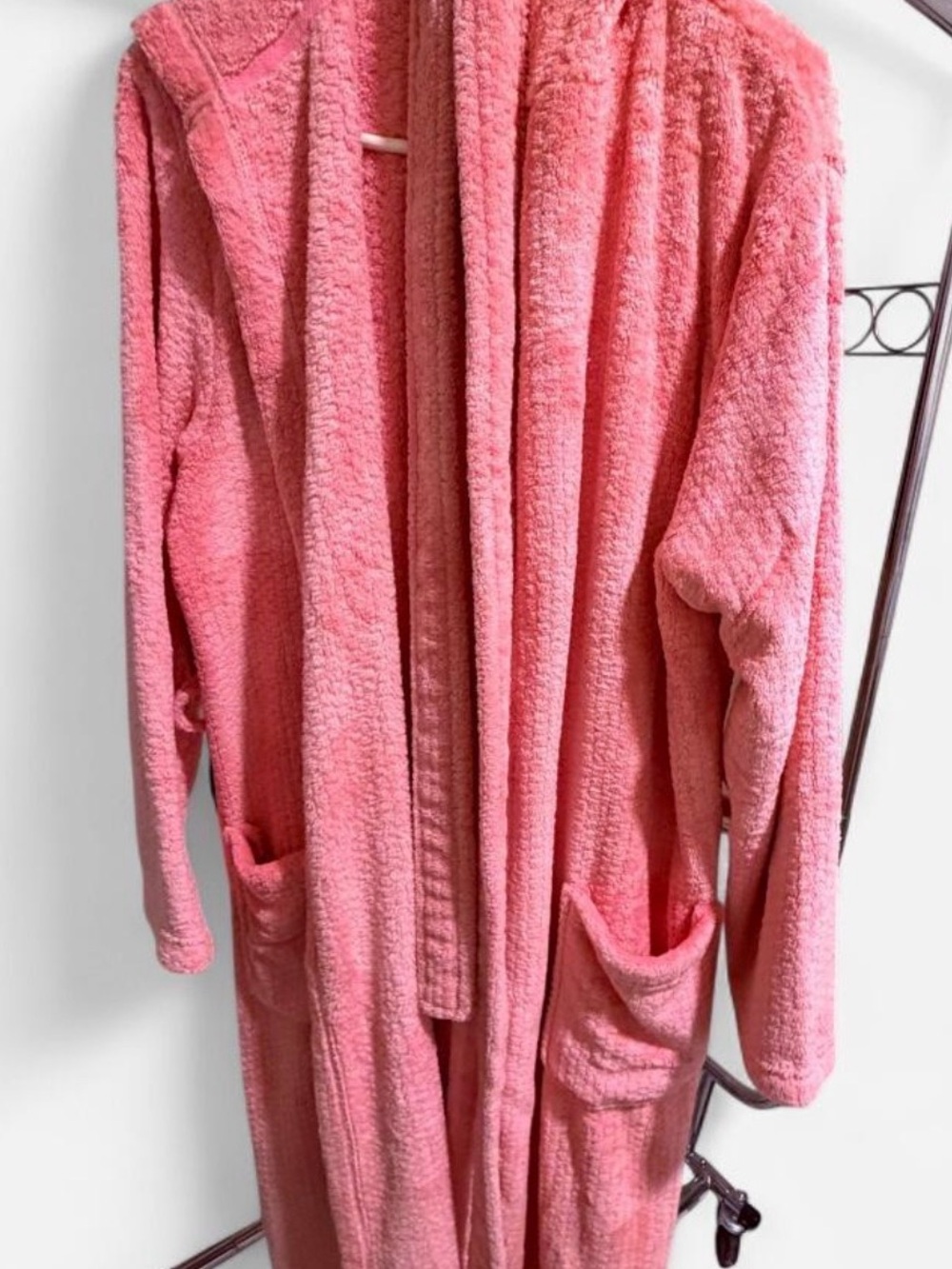 Cozy Women's Plush Open-Front Sweater Robe - Pink